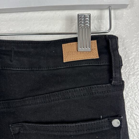 Judy Blue Jeans Women Size 27 Black High Rise 90s Slit Bottom Straight Leg - Picture 7 of 13